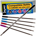 Replacement for Cross 8511/8513 - Pen Refill - 2 Black, 2 Blue, Red, Purple