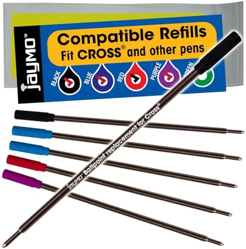 Replacement for Cross 8511/8513 - Pen Refill - 2 Black, 2 Blue, Red, Purple
