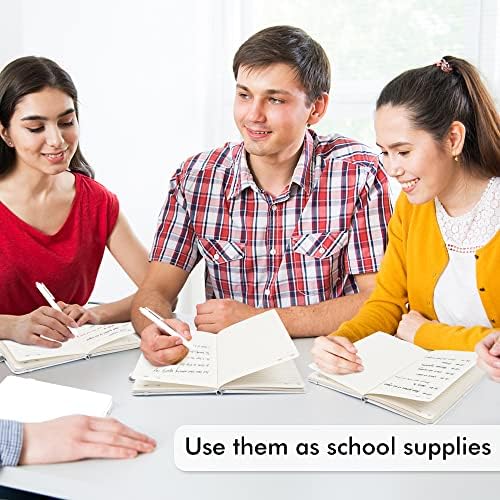 feela 3 Pack Notebooks Journals Bulk, Hardcover Notebook Classic Ruled Lined Journals with Pen Holder for Women Girls School Business Supplies, with 3 Black Pens, 120 GSM, 5.1”x8.3”, A5, White