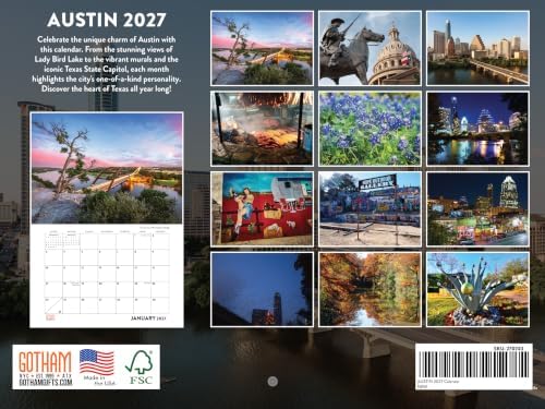 Austin Calendar 2027 Monthly Wall Calender 12 Month