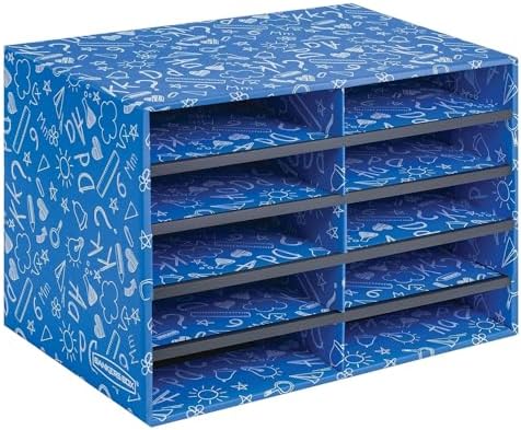Bankers Box 10-Compartment Mail Sorter, 19.5" x 12.375", Blue