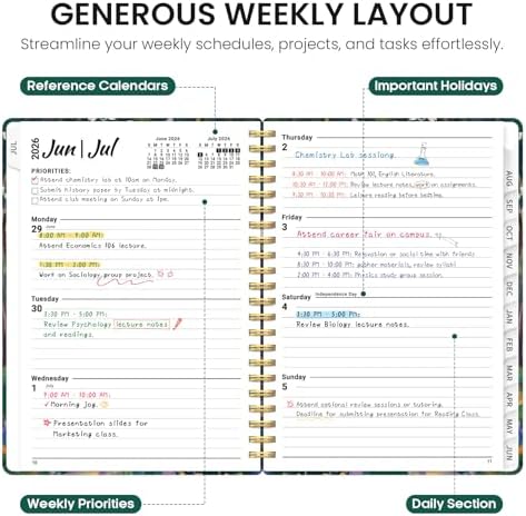 Planner 2026-2027, Monthly & Weekly Jul 2026-Jun 2027 Calendar Planner