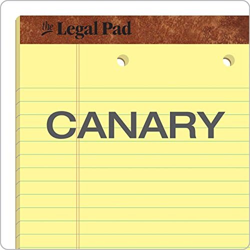 TOPS The Legal Pad Writing Pads, 8-1/2" x 11-3/4", Canary Paper, Legal Rule, 50 Sheets, 12 Pack (7531)