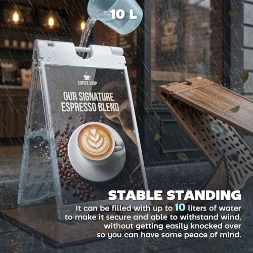 Vinsetto A Frame Sandwich Board Signs Outdoor Weighted Tank 22" x 28" White (Pack of 2)