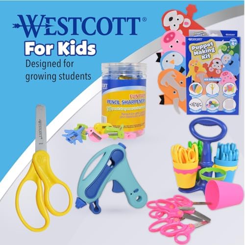 Westcott 5" Hard Handle Kids Scissors, Blunt, Assorted Colors, 2-Pack