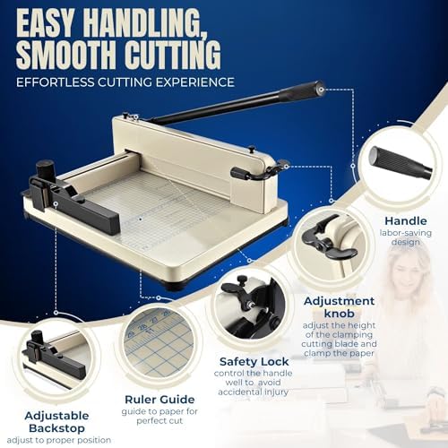 Flexzion Guillotine Paper Cutter 12" A4 Professional Industrial Heavy Duty Scrapbooking Metal Base Trimmer Machine 400 Sheet Capacity for Office Commercial Photocopy Printing Shop