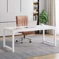 Tribesigns Modern Computer Desk, 63 x 31.5 inch Large Executive Office Desk Computer Table Study Writing Desk Workstation for Home Office, Spliced Desktop, White