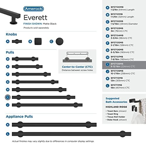 Amerock 8-13/16" Everett Matte Black Drawer Pull