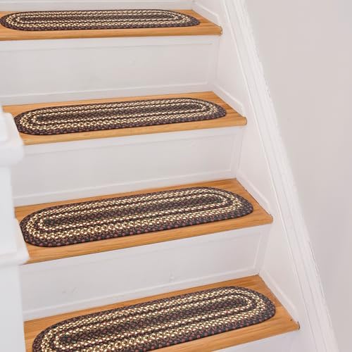 Homespice Prescott Jute Braided Stair Treads, Oval 8x28 Set of 13
