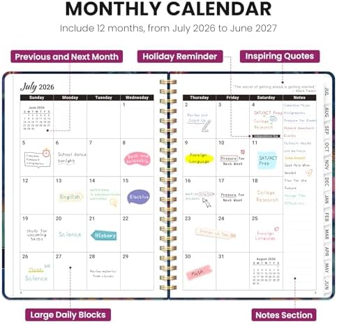 ZOTIA Planner 2026-2027 Jul 2026-Jun 2027 Academic Monthly & Weekly Planner