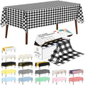 CXPSINC 54 Inch X 100 Feet Plastic Table Cover Roll Disposable Tablecloth with Slide Cutter for All Type/Shape Tables | Party, Banquet, Birthdays, Weddings(Black Checkered, 100 Feet)