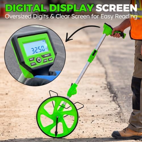Zozen Measuring Wheel Digital Display, Imperial/Metric,12.5” Green Roller
