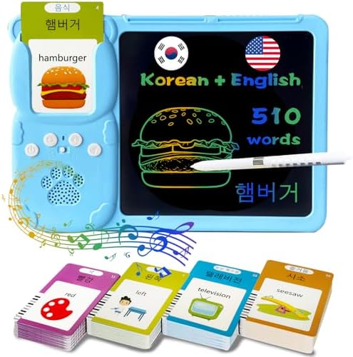 Talking Flash Cards with Writing Tablet - Korean English, Blue