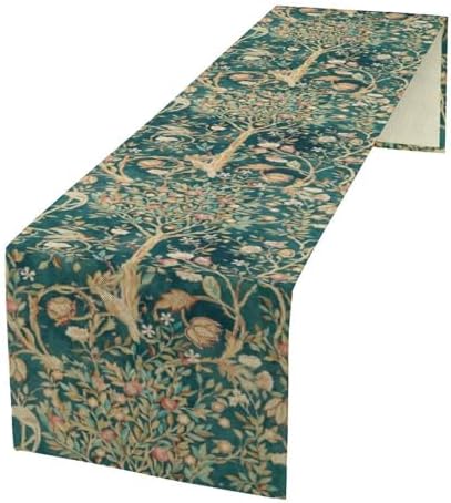 William Morris Floral Table Runner, Vintage Flowers Botanical Printed Table Runner for Home Kitchen Dining Table Decoration,13x120 Inch