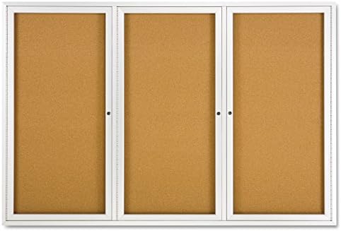 Quartet Bulletin Board, 6' x 4' Enclosed Cork Notice Board, Lockable Swing Doors, Aluminum Frame (2367)