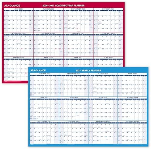 AT-A-GLANCE Dry Erase Calendar 2026-2027 Academic & Regular Year Wall Planner, 12-Month, 36" x 24", Double Sided, Horizontal (PM200P28)