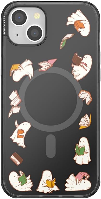 PopSockets iPhone 14 Plus Phone Case with MagSafe- Spooky Book Club | Magnetic, Wireless Charging, Camera & Drop Protection, Witchy, Halloween, Horror