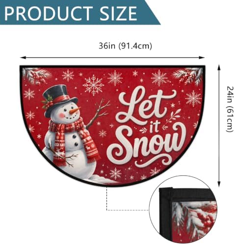 Christmas Half Round Door Mat Welcome Entrance Rug Outdoor Indoor A2
