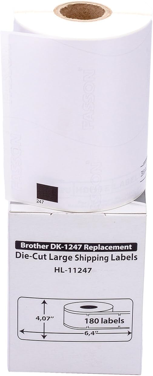 HOUSELABELS Compatible with DK-1247 Replacement Roll for Brother QL Label Printers; 180 Large Shipping Labels; 4.07" x 6.4" (103mm*163mm) - 16 Rolls