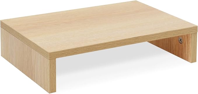 TEAMIX Wood Monitor Stand Riser for Desk - 14.2 inch, Small Laptop Stand | Natural Maple, Holds 80 lbs, Wooden Computer Stand with Storage, Ergonomic Design, Easy Assembly, For Home Office, Gaming