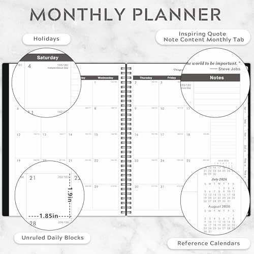 2026-2031 Monthly Planner/Calendar - 5 Year Monthly Planner, Jul. 2026 - Jun. 2031, 9" x 11", 5 Year Calendar Double-Side Pocket + Durable Polypropylene Cover