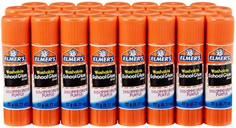 Elmer's Disappearing Purple School Glue Sticks, Washable, 22 Grams - Back to School Supplies, Classroom Essentials, Arts & Crafts, #1 Teacher Brand, 30 Count (Pack of 2)
