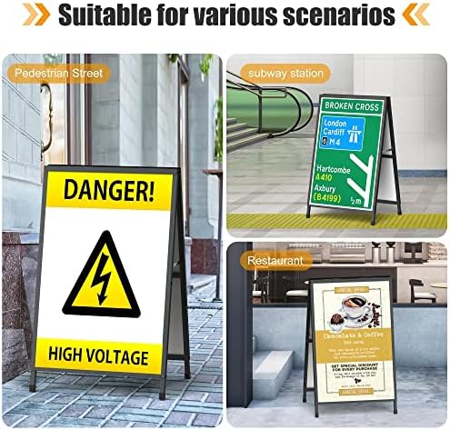 Relx 24x36 Inch A Frame Sign, Double-Sided Metal Sandwich Board, Heavy Duty Slide-in Sidewalk Signs for Outdoor Street Advertising Poster (Frame only)