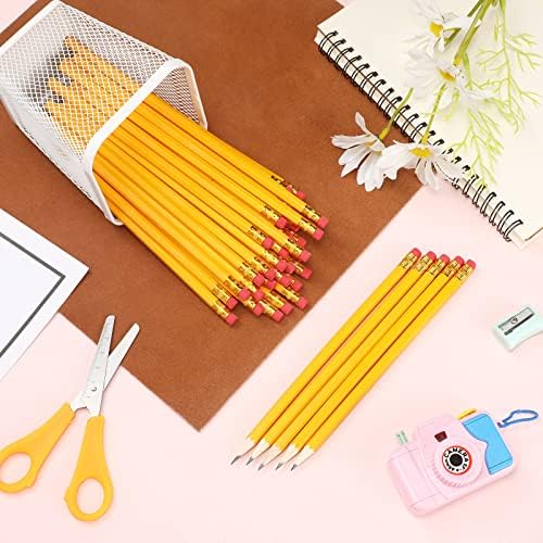 Zhehao 1200 Pack #2 HB Pencils Bulk, Yellow Wood Cased Unsharpened Pencils with Erasers for Back to School Supplies, Classroom, Teachers, Students, Testing, Office