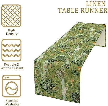 William Morris Original Design Green Table Runner Vintage Floral Table Runner for Dining Table Decor 13 x 120 Inch
