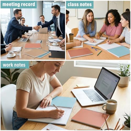 Maitys 6 Pcs Steno Spiral Notebooks, Grey Color, Metallic Style
