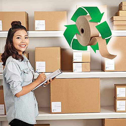 CURBY IPG Water-Activated Packing Tape, 2.76 in x 328 ft, Tan, 8-Pack