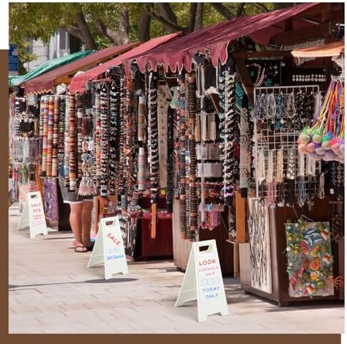 4 Pack a Frame Sandwich Board Sign with Dry Erase Surface, 24 x 12 Inch Double Sided Sidewalk Sign Chalkboard Easel Heavy Duty Plastic Dry Erase Poster Board for Outdoor Restaurant Cafe Menu (White)