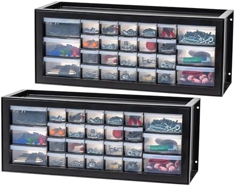 IRIS USA 26-Drawer Teacher Toolbox, 2 Pack, Craft Storage Drawers, Black