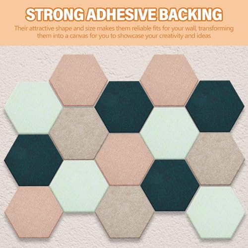 6.7 x 5.9 in 16 Pcs Hexagon Cork Board Tiles, Felt Pin Boards, Green