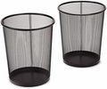 2-Pack 6-Gallon Round Steel Mesh Trash Can, Recycling Wastebasket, Black