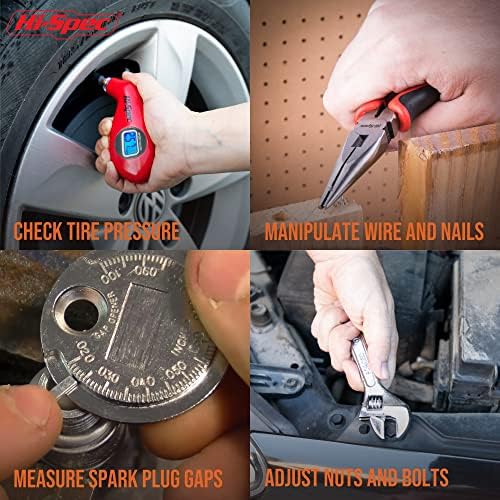 Hi-Spec Compact Auto Garage Tool Kit with Digital Tire Pressure Gauge
