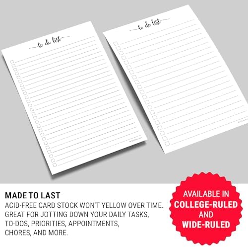 321Done To Do List Notepad, 5.5x8.5 Inches, 50 Sheets, College Ruled