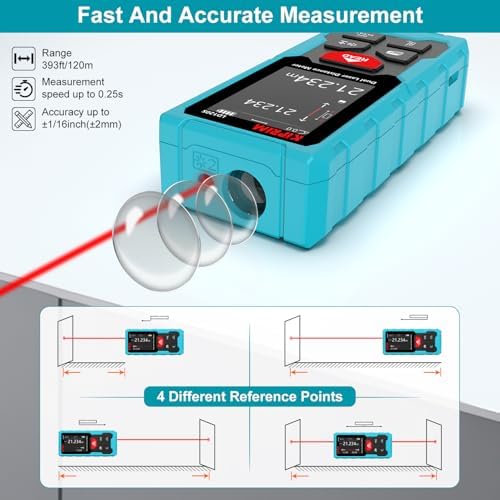 Kiprim LD120S Dual Laser Distance Meter,393ft/120m,Electronic Level,DIY