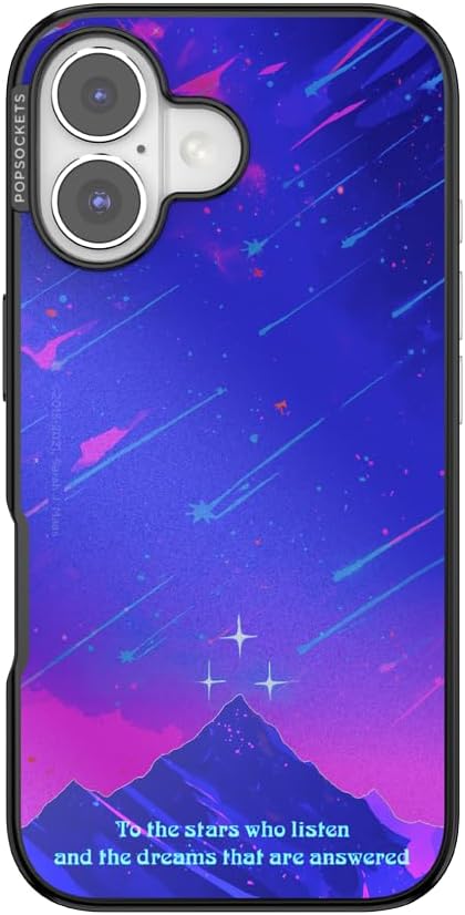 PopSockets iPhone 16 Phone Case with MagSafe, Wireless Charging Compatible, Bookish - Mirror Starfall