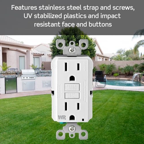 Leviton GFCI Weather-Resistant Outlet, 20 Amp, Self Test, Non Tamper-Resistant with LED Indicator Light, Outdoor Locations, GFWR2-E, Black
