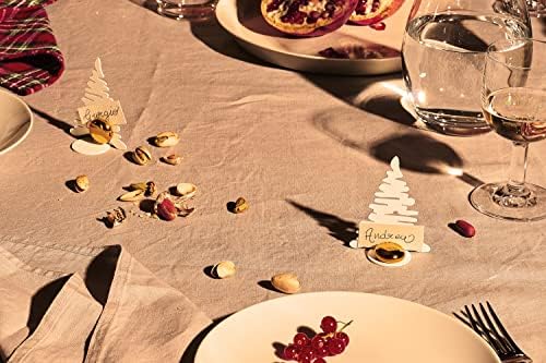 Alessi Barkplace Tree BM16S2 W - Set of Two Placecards with The Shape of a Christmas Tree, in Colored Steel with Epoxy Resin, White with Porcelain Magnet