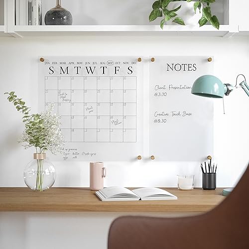Martha Stewart Grayson Acrylic Calendar and Notes Board Set, Clear/Black