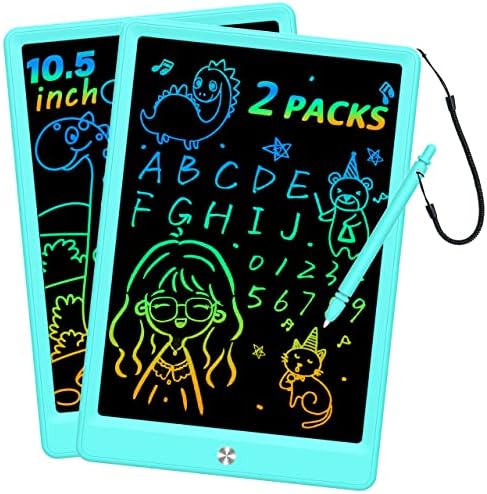 BUKEBU LCD Writing Tablet Doodle Board, Colorful Drawing Pad, Electronic Drawing Tablet, Drawing Pads,Travel Gifts for Kids Ages 3 4 5 6 7 8 Year Old Girls Boys (10.5 inch, Blue&Blue)