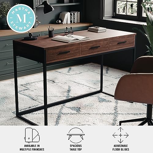 Martha Stewart Ollie 3 Drawer Home Office Desk, Walnut
