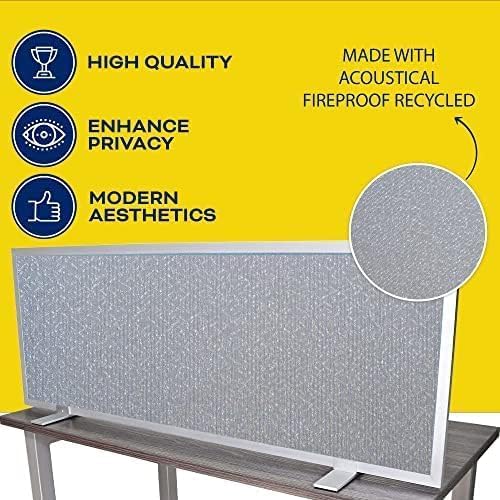 OBEX Acoustical Free Standing Privacy Screen, Cubicle Accessories Desk Privacy Panel, Desk Dividers for Office, Office Furniture Partitions Portable Sound Proof Dividers, 12" x 42", Overcast