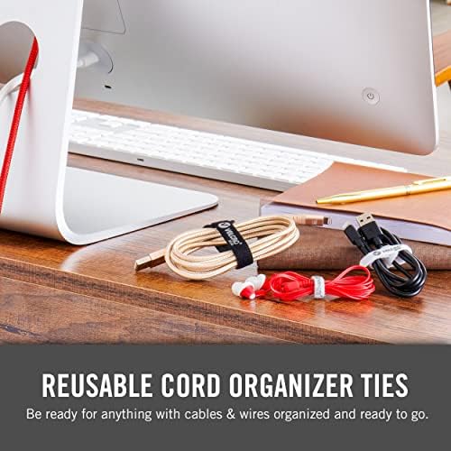 VELCRO Brand Portable Cord Organizer Ties | Organize Headphone Wires, Charging Cables, Power Cords on the Go | 3 Sizes and Colors, 6 pcs, 6pk Cord Ties