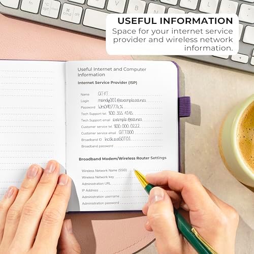 Clever Fox Password Book with Alphabetical Tabs, 4"x5.5" Keeper Purple