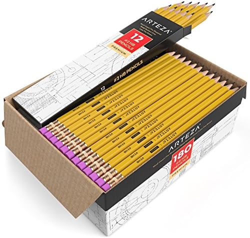 ARTEZA #2 HB Pencils, 180 Count Bulk Pack, Pre-Sharpened for Classrooms