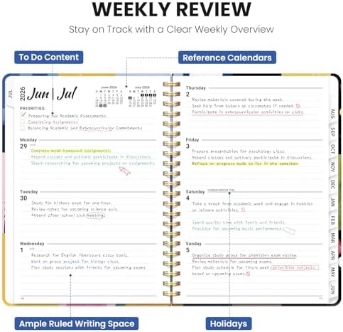 Large Planner 2026-2027, A4 (8.5" x 11") Hardcover Weekly & Monthly Planner July 2026 - June 2027 with Monthly Tabs, Academic Planner for School, Work and Office, Whisker Mosaic