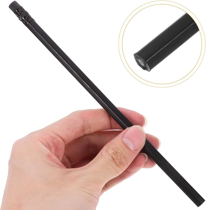LALAFINA 24Pcs Wooden Pencils with Erasers Black Lead 6.5 Inch Long Writing Drawing Sketching Pencils for School Office Art Supplies